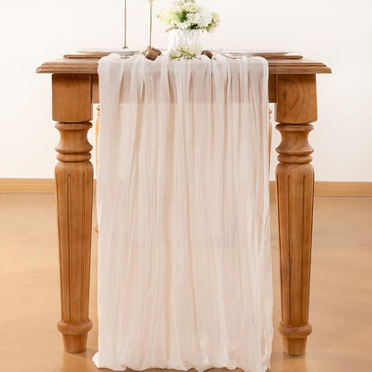 Ivory Cheesecloth Table Runner 120 Inches 4 Pack Gauze Table Runner | Summer - Image 2