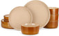 vancasso ONION Ceramic Plates and Bowls Sets, 12 Pieces Brown Dinnerware Sets by vancasso