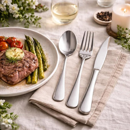 Silverware Set for 4, Stainless Steel Flatware Cutlery Set, Mirror Polished | - Image 2