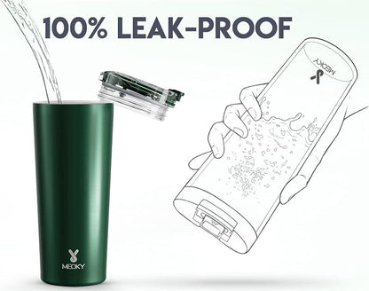 Meoky 24 oz Insulated Travel Coffee Mug: Leak Proof Lid, Evergreen | Stainless - Image 5