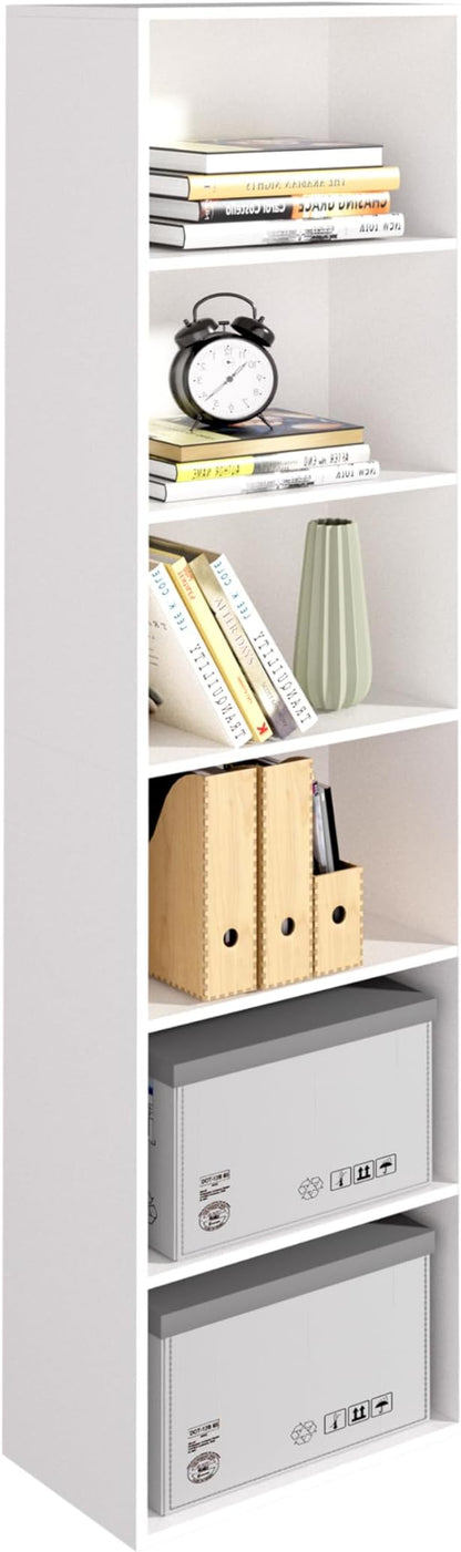 Wooden 6 Cube Storage Organizer, White 6 Cube Storage Shelf, 6 Tier Closet Organizers Storage Cubes Display Cubby, Versatile Cubes Open Bookshelf and Cubby Organizer for Any Space 15.7inch
