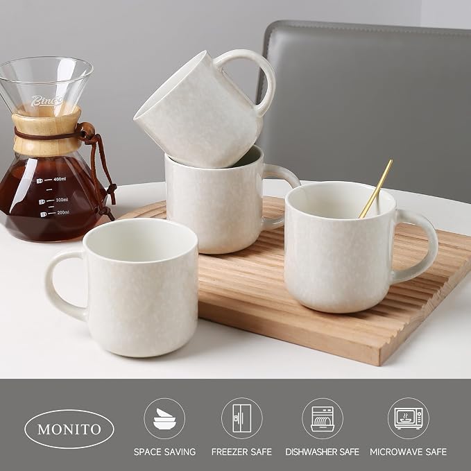 MONITO 12 OZ Coffee Mugs Set of 4, Modern Ceramic Coffee Mugs Set - Image 3