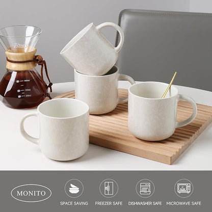 MONITO 12 OZ Coffee Mugs Set of 4, Modern Ceramic Coffee Mugs Set - Image 3