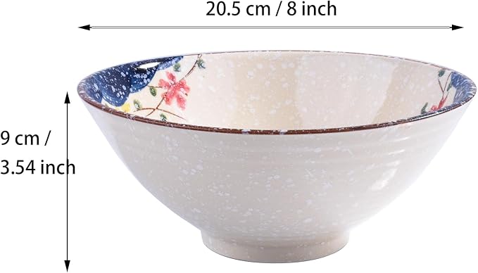 Japanese-Style Ceramic Ramen Bowl Set Set of 2, 8.2 Inch Porcelain Noodle Bowls - Image 3