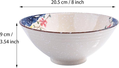 Japanese-Style Ceramic Ramen Bowl Set Set of 2, 8.2 Inch Porcelain Noodle Bowls - Image 3