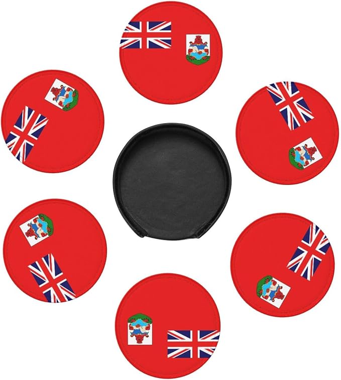 6 Pack Bermuda Flag Leather Coaster - Image 3