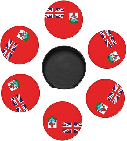 6 Pack Bermuda Flag Leather Coaster - Image 3