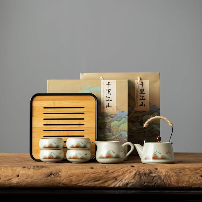 7-Piece Ruyao Ceramic Chinese GongfuTea Set, Traditional Crackle Glaze Teapot - Image 8
