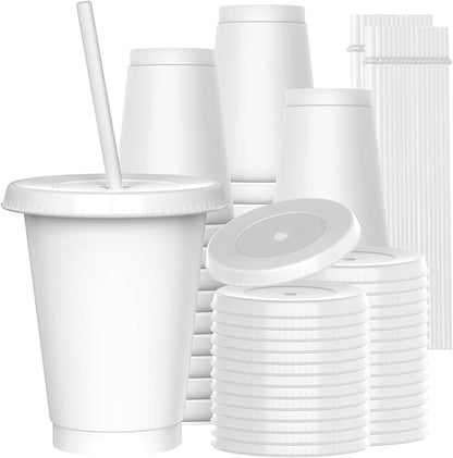 16 oz Reusable White Plastic Cups by Unknown