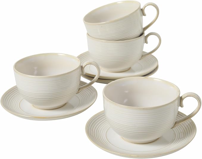 12Oz Coffee Cups with Saucers, Ceramic Espresso Cup Set of 4, Cappuccino Cups by FEENMAICeramicHome