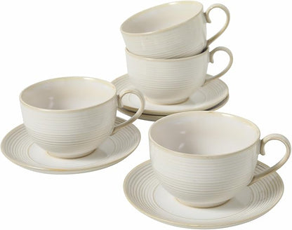 12Oz Coffee Cups with Saucers, Ceramic Espresso Cup Set of 4, Cappuccino Cups by FEENMAICeramicHome