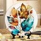 Floral Leaves Plant Ceramic Display Plate 10-inch Round, Home Decor with Stand & Hook DP-208374381