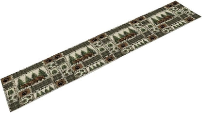 Rustic Cabin Moose Deer Bear Table Runner, Retro Bear Cottage Country Style - Image 5