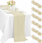 6 Pcs Beige Cheesecloth Table Runner 10FT Runner by Sunnyline