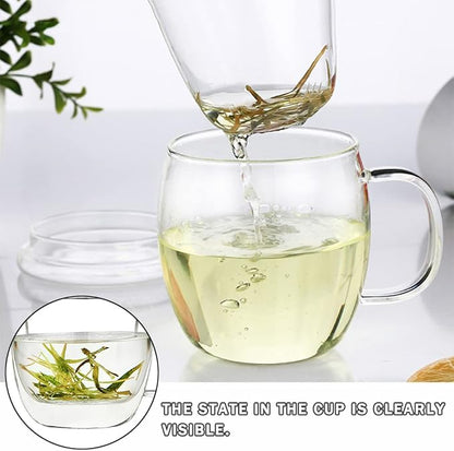 Glass Tea Cup with Infuser and Lid, 17 oz Clear Loose Leaf Tea Infuser Mug | - Image 9