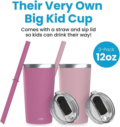 CUPKIN Toddler Tumblers, The Original 12 oz Stackable Stainless Steel Cups - Image 2