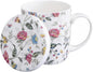 Sizikato Porcelain Mug with Lid, 10oz Bone China Milk Mug Coffee Mug, Colorful by Sizikato