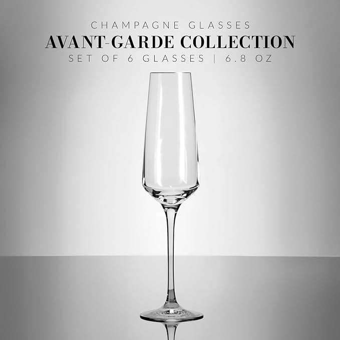 KROSNO Crystal Champagne Flute Glass | Set of 6 | 6.1 oz | Avant-Garde - Image 3
