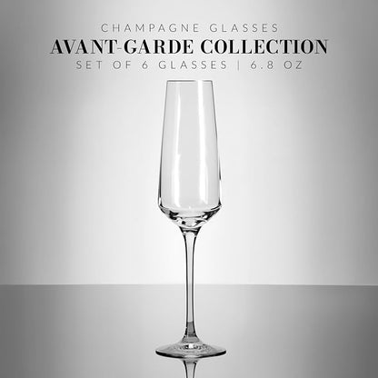 KROSNO Crystal Champagne Flute Glass | Set of 6 | 6.1 oz | Avant-Garde - Image 3