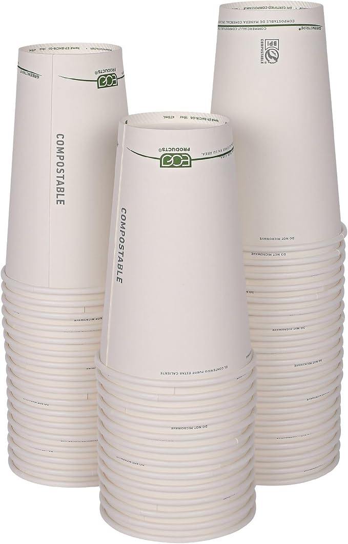 ECO PRODUCTS GreenStripe Disposable Paper Hot Cups, 16 oz, Paper To-Go Cups by Eco-Products