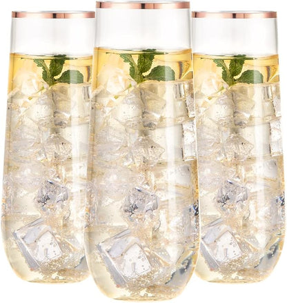 Ciaell 24 Pack Rose Gold Plastic Champagne Flutes by Ciaell