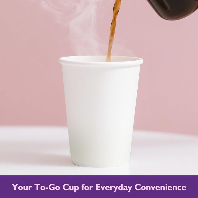 16 oz White Paper Coffee Cups, Disposable Hot Drink Cups - Image 5