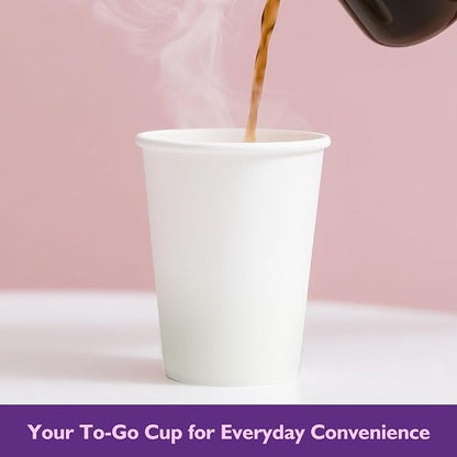 16 oz White Paper Coffee Cups, Disposable Hot Drink Cups - Image 5