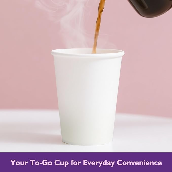 8 oz White Paper Coffee Cups, Disposable Hot Cups - Image 4