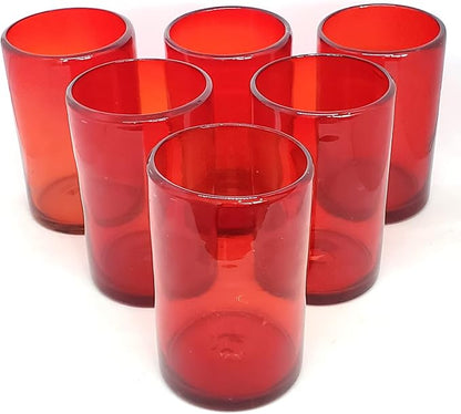 Solid Ruby Red 14 oz Drinking Glasses, Recycled Glass, Toxin-Free - Image 6