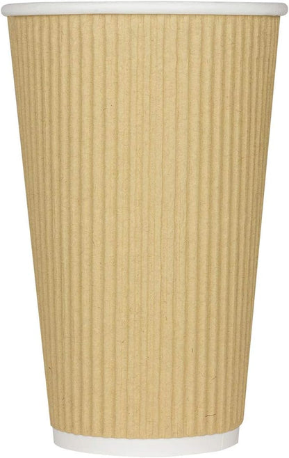 Karat 16oz Ripple Insulated Coffee Hot Cups Kraft Double Poly Lined Paper Hot by Karat