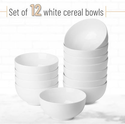 Brew To A Tea BTaT- White Soup Bowls Set of 12, 16 Ounces, Porcelain Dishes - Image 2