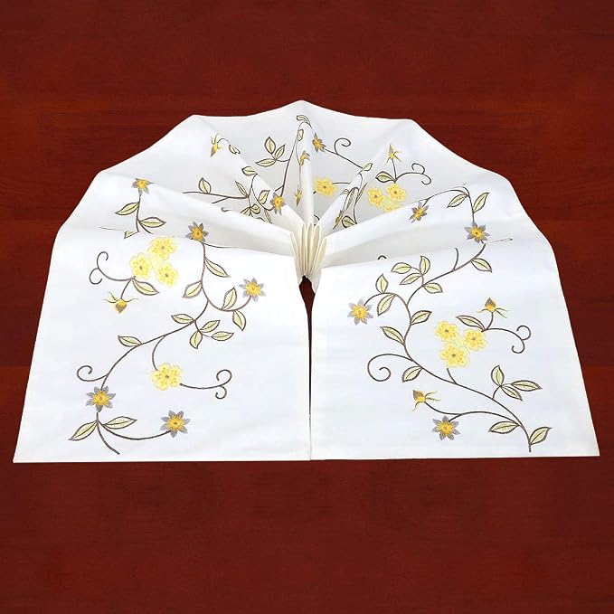 Double Thickness Rustic Embroidered Floral Table Runners - Image 5
