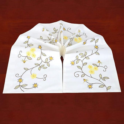 Double Thickness Rustic Embroidered Floral Table Runners - Image 5