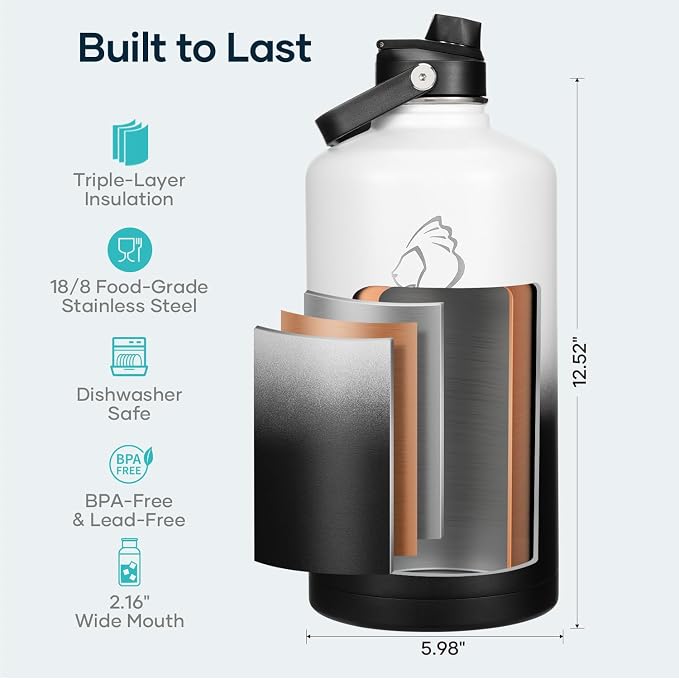 BUZIO 1 Gallon Water Bottle Insulated - Image 4
