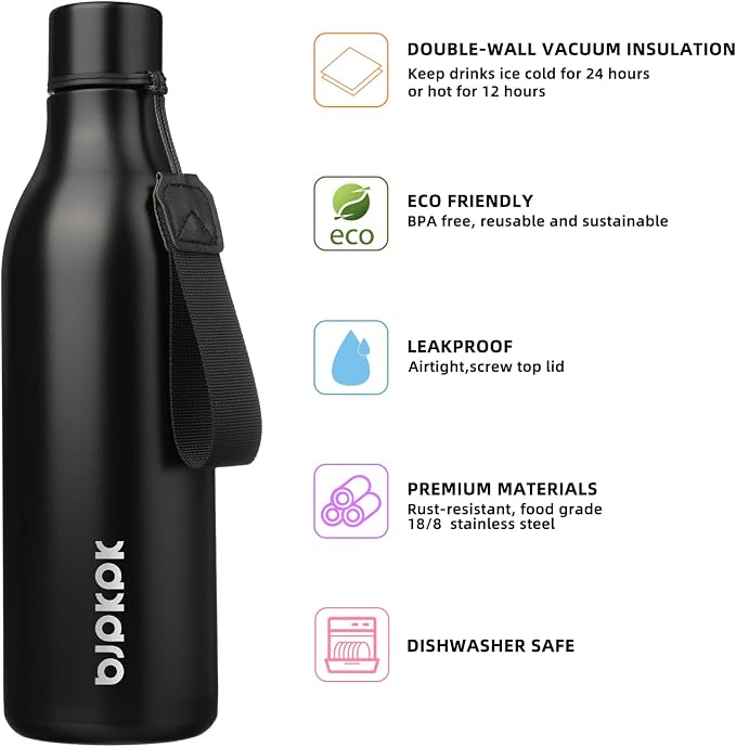 BJPKPK 25oz Insulated Water Bottle, Stainless Steel Bottle - Image 2