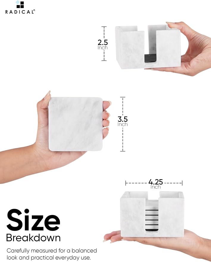 Radicaln Square Marble Coasters Set of 6 - Image 7