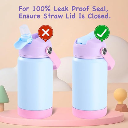Kerilyn 12oz Kids Water Bottle 2 Pack, Stainless Steel Insulated Water Bottle - Image 6