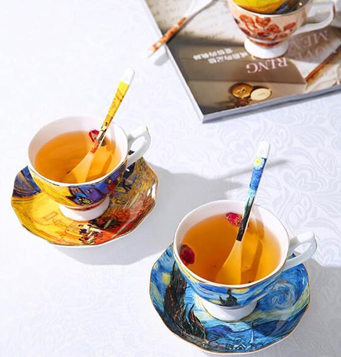 Bone China Cup &Saucer Set, 7oz- Van Gogh's Paintings - Image 4