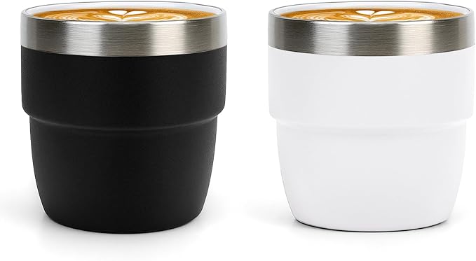Zenbo 4 oz Espresso/Coffee Cups, Ceramic-Lined Double Wall Vacuum Insulated by Zenbo