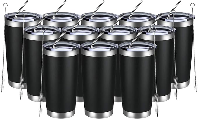 MEWAY 20oz Tumbler 12 Pack Double Wall Vacuum Insulated Travel Mug Bulk by MEWAY