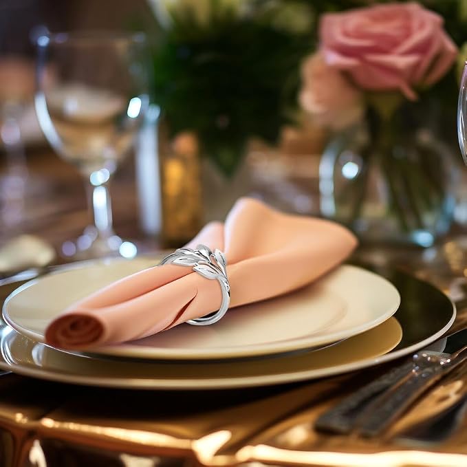 30 Pcs Gold Leaf Napkin Rings Set, Metal Napkin Ring Holders Buckles - Image 5