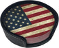 Vintage American Flag Leather Coasters Set of 6 by Nameapo