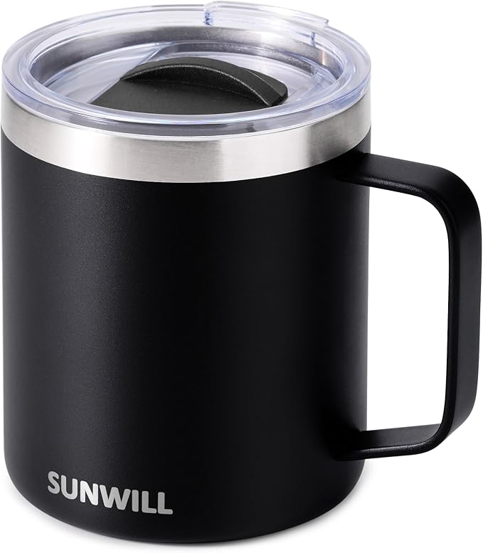 SUNWILL Travel Coffee Mug with Lid, Insulated Tumbler with Handle, 14oz by SUNWILL