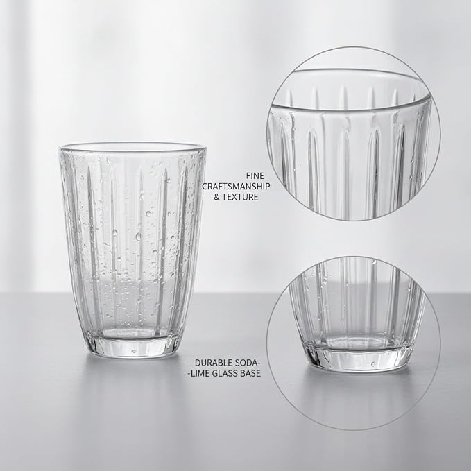 Handleless Glass Mug with Vertical Stripes - Image 6