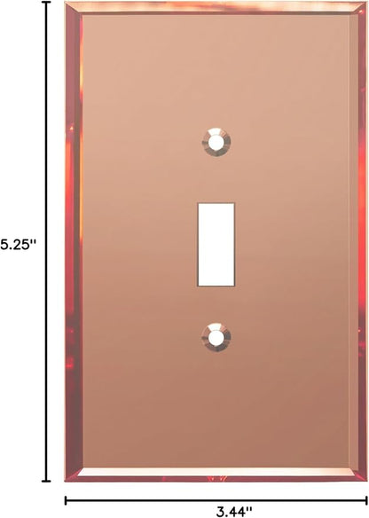 LIDER Toggle Switch Acrylic Wall Plate, Mirrored Light Switch Plate, Plexiglass Switch Cover, Mirror-like Reflective Finish, Modern Upgrade, Oversized 1-Gang 5.25" x 3.44", Rose Gold