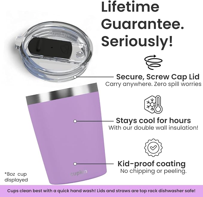 CUPKIN Toddler Tumblers, The Original 12 oz Stackable Stainless Steel Cups - Image 3