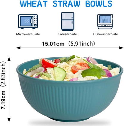 LRUUIDDE Unbreakable Cereal Bowls 24 oz -Reusable Wheat Straw Fiber Lightweight - Image 4