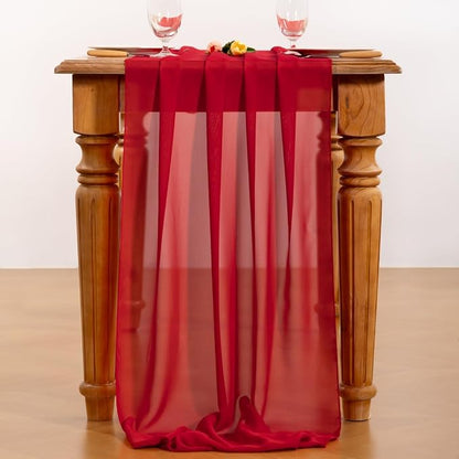 Red Chiffon Table Runner Summer Boho Wedding Birthday Party Decor | 14ft 29x120 - Image 5