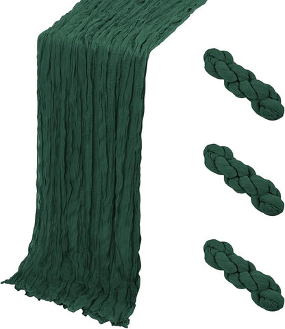 3 Pack Emerald Green Cheesecloth Table Runner, 17 x 108 Inch, Gauze Cheese by Yorcari