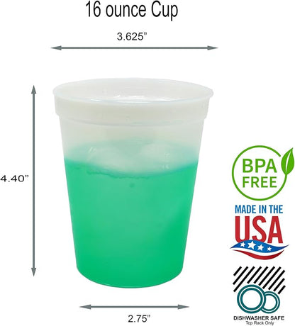 Rolling Sands 16 oz. Reusable Plastic Stadium Cups, 8 Pack, Made in USA - Image 2